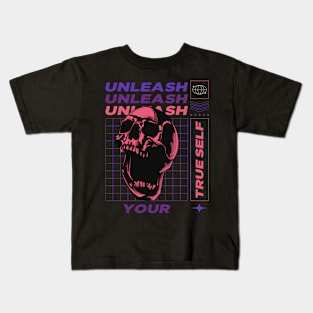 Unleash Your True Self Inspirational Quote Graphic Design Kids T-Shirt